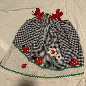 Vintage Rare Editions Gingham Ladybug Dress with Red Bows